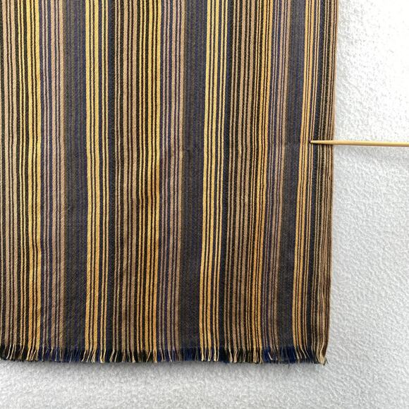 ESKANDAR Scarf Cashmere Striped Shawl Wrap Rectangle Fringe Yellow Blue 19 x 86" - Picture 12 of 13
